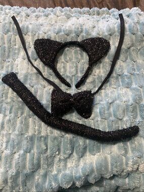 Black Sparkle Cat Ear Headband Set